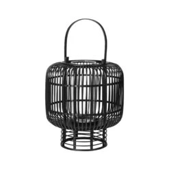 Broste Copenhagen Goran Lantaarn Bamboe/glas Zwart- Ø37XH42CM