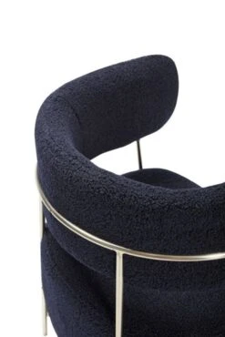 Hubsch Lounge Stoel Polyester/metaal - Blauw/nickel -Bloomingville Verkoopwinkel hubsch lounge stoel polyester metaal blauw nickel 3