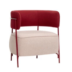 Hubsch Lounge Stoel Polyester/metaal - Roze/rood