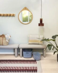 Hubsch Vloerkleed Polyester - Beige/rood/grijs -Bloomingville Verkoopwinkel hubsch vloerkleed polyester beige rood grijs 4