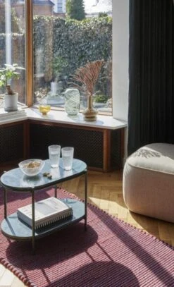 Hubsch Vloerkleed Wol - Blauw/bordeaux -Bloomingville Verkoopwinkel hubsch vloerkleed wol blauw bordeaux 2