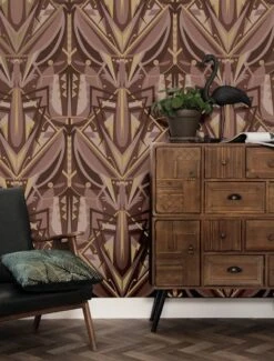 KEK Amsterdam Art Deco Goud Behang Animaux Grasshopper - Taupe -Bloomingville Verkoopwinkel kek amsterdam art deco goud behang animaux grassho 2