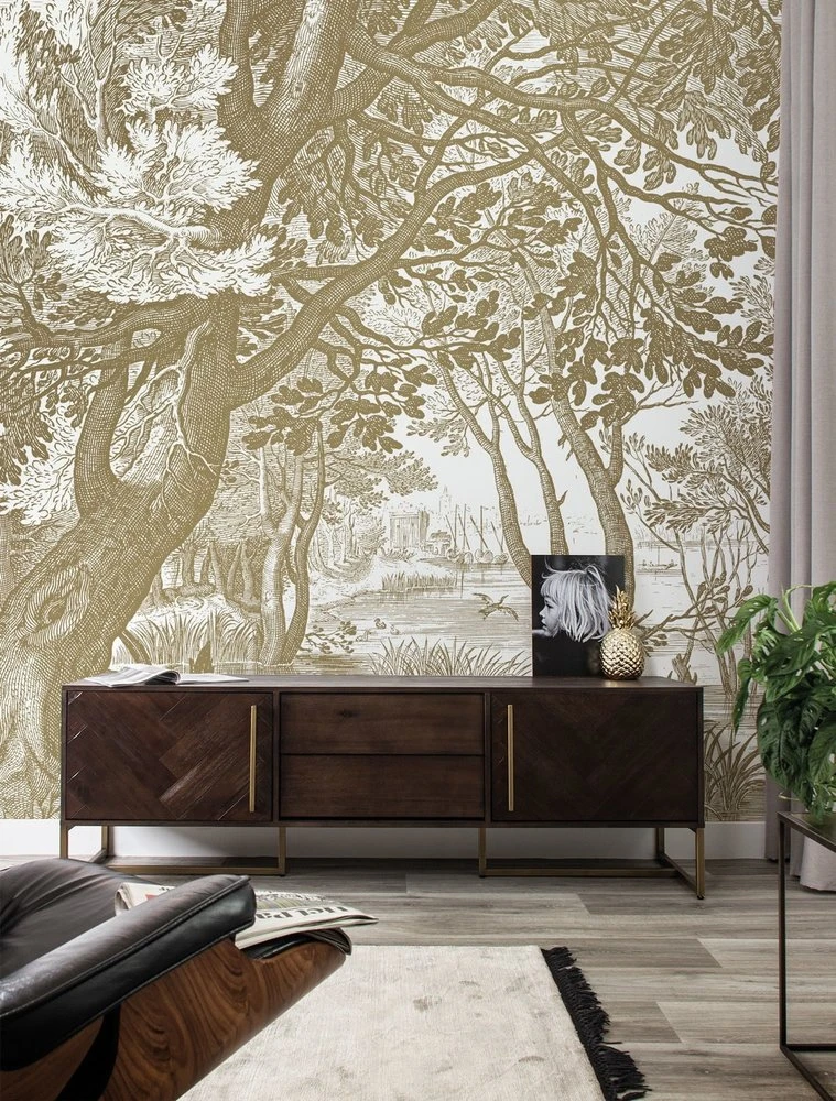KEK Amsterdam Engraved Landscapes Goud Behang MW-040 - 200x280cm 2 KEK Amsterdam Engraved Landscapes Goud Behang MW-040 - 200x280cm - Afbeelding 2
