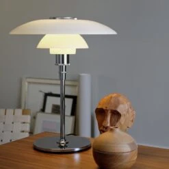 Louis Poulsen PH 4½-3½ Glas Tafellamp Chroom - 5744161501 -Bloomingville Verkoopwinkel louis poulsen ph 4 3 glas tafellamp chroom 5744161 1