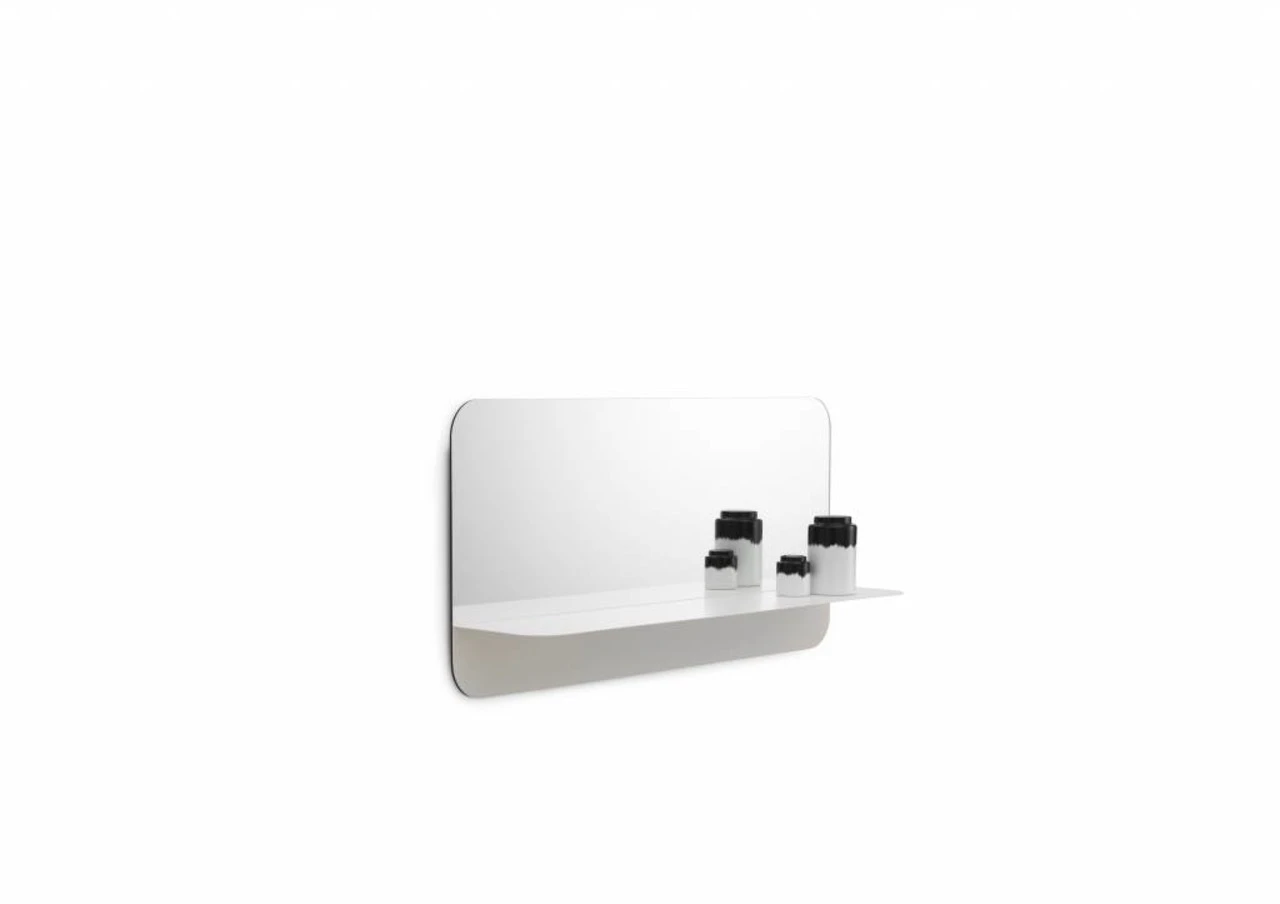 Normann Copenhagen Horizon Spiegel Met Plank Horizontaal Wit 2 Normann Copenhagen Horizon Spiegel Met Plank Horizontaal Wit - Afbeelding 2