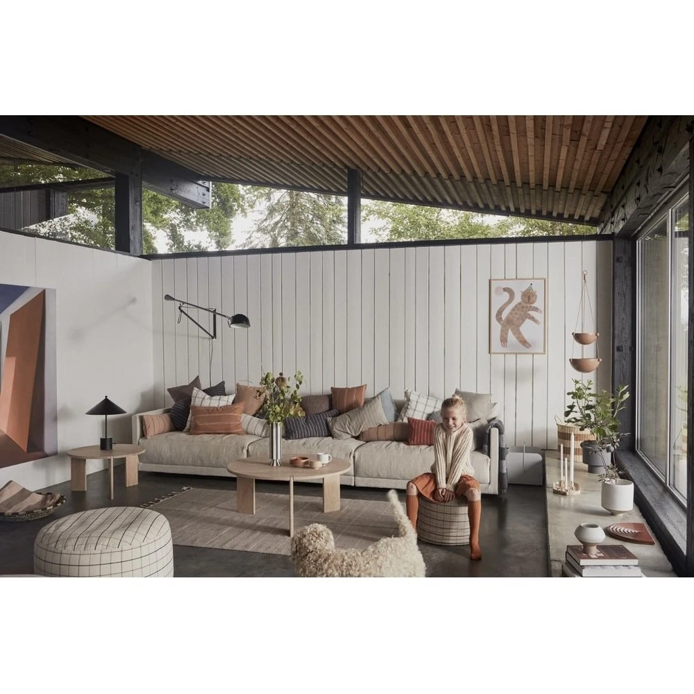 OYOY Grid Poef Clay - L10091 2 OYOY Grid Poef Clay - L10091 - Afbeelding 2