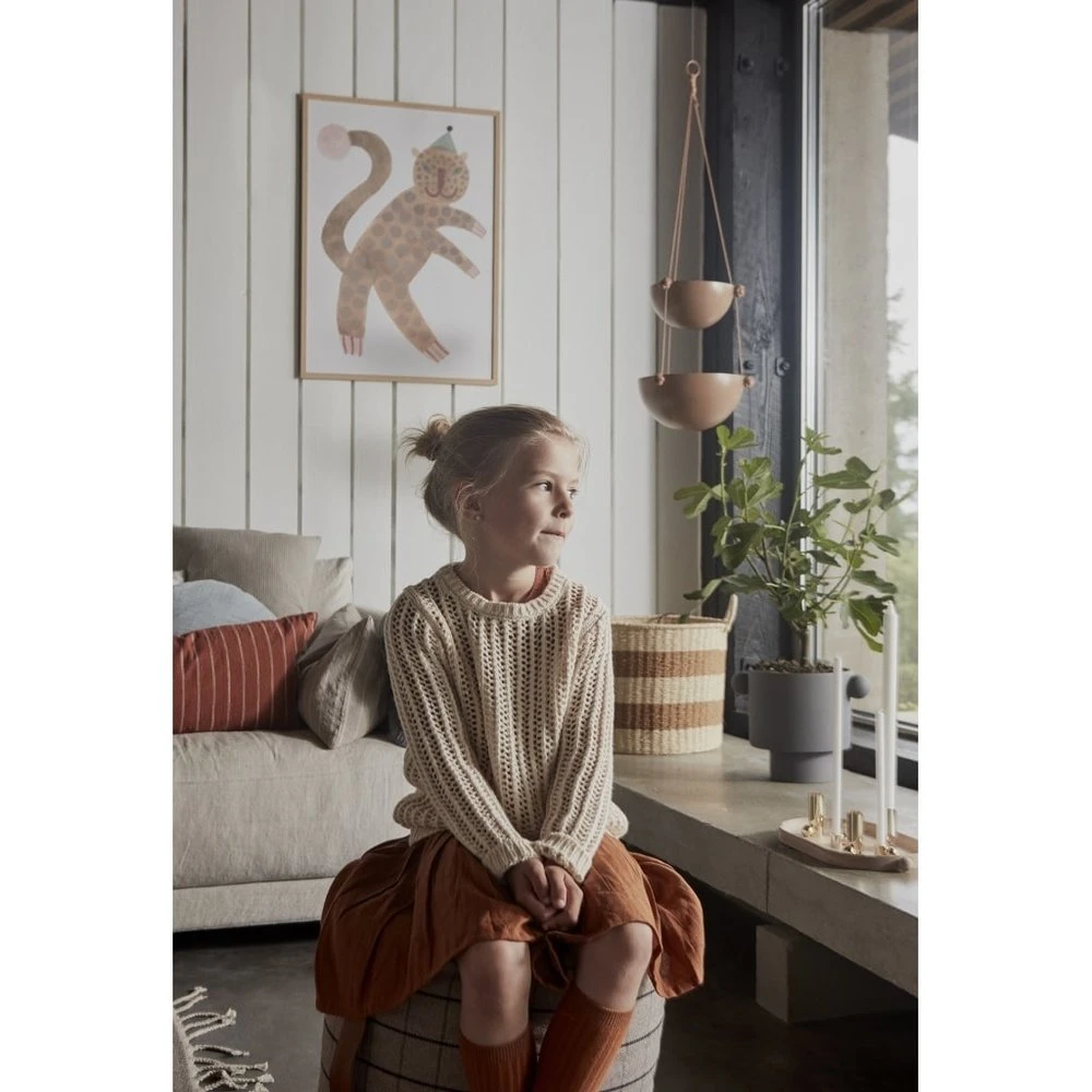 OYOY Grid Poef Clay - L10091 5 OYOY Grid Poef Clay - L10091 - Afbeelding 5